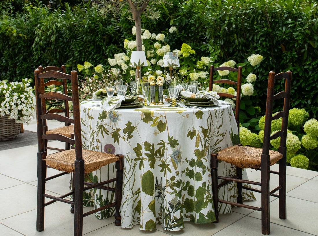 Summerill & Bishop Herb Garden Round Linen Tablecloth