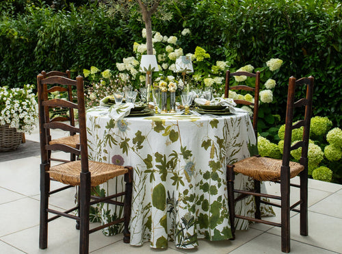 Summerill & Bishop Herb Garden Round Linen Tablecloth