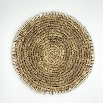 Handwoven Jute Placemat with Cowrie Shell Border
