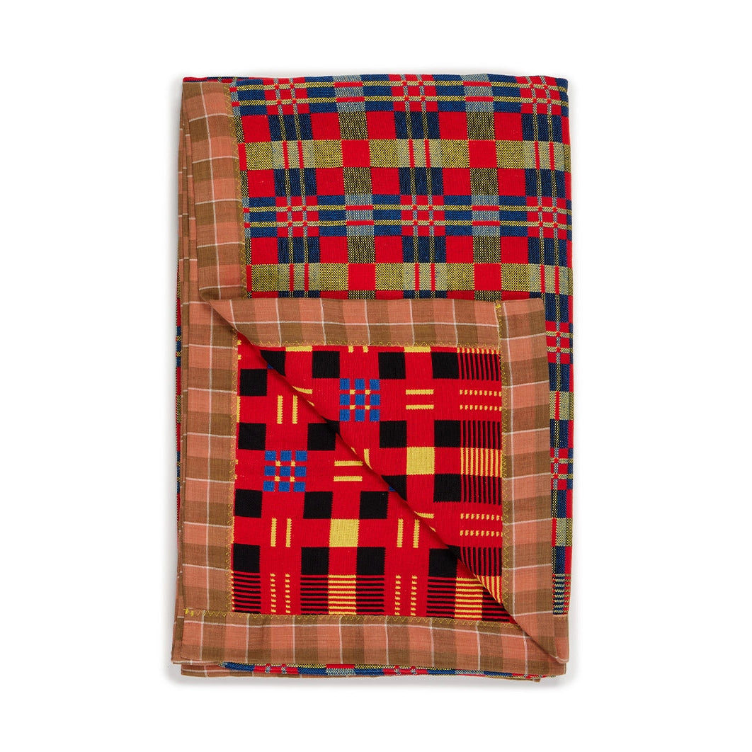 Cotton Jacquard Blanket in Strawberry Sunset Lapis