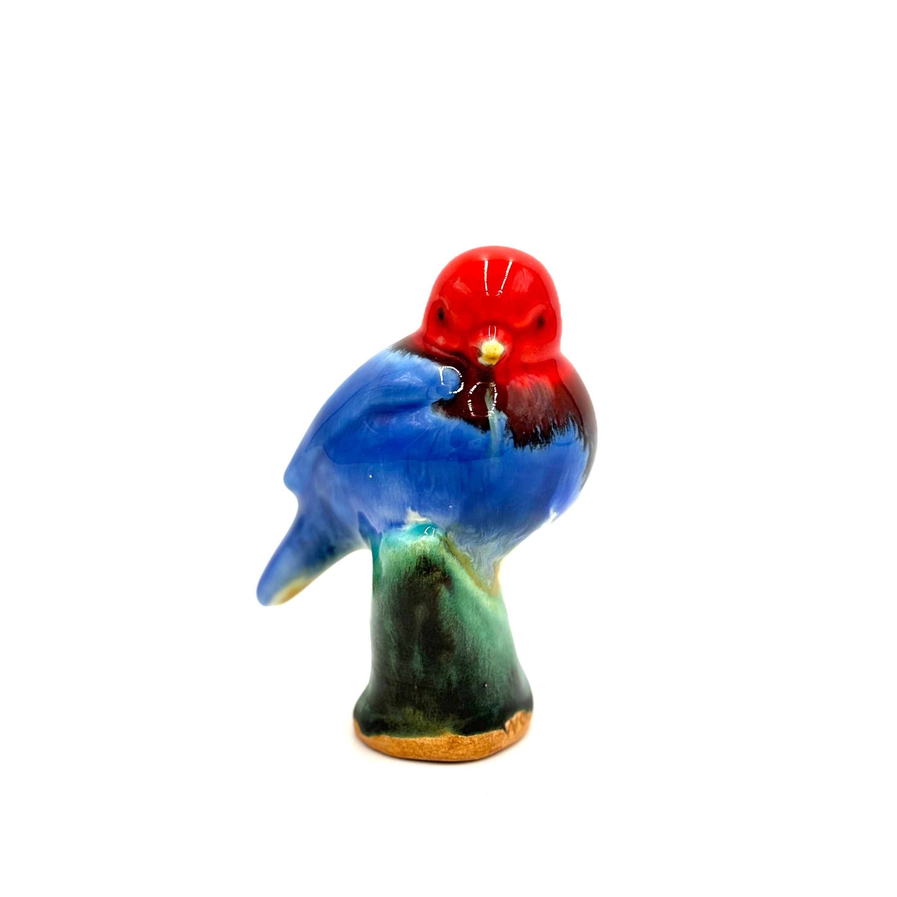 Songbird on Branch, Red & Blue