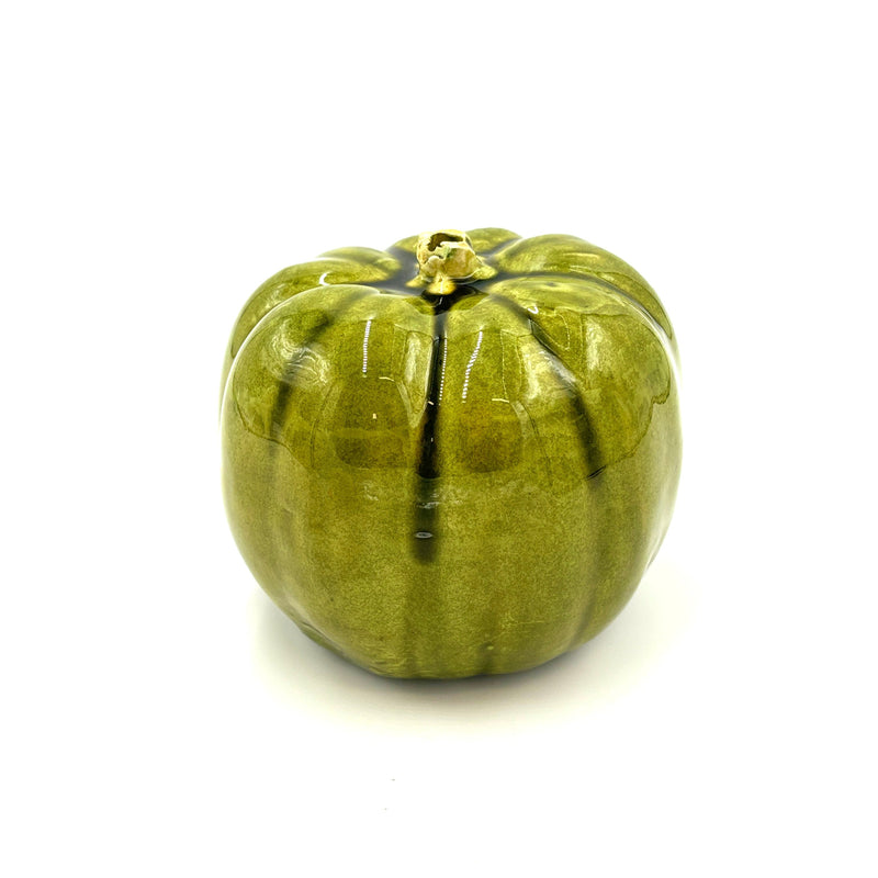 Hand Enameled Ceramic Green Pumpkin