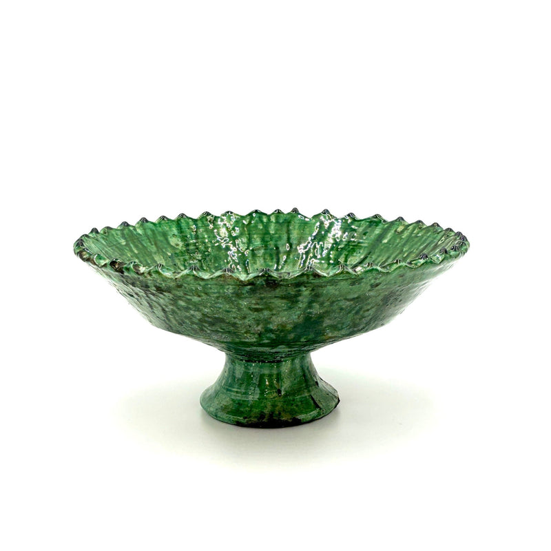 Large Tamegroute Fruit Bowl, Mottled Green