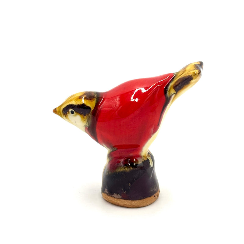 Songbird on Perch, Brown, Red