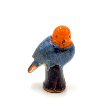 Songbird on Branch, Orange, Blue