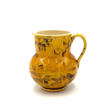 Handmade Italian Pitcher in Yellow and Black Marble Glaze