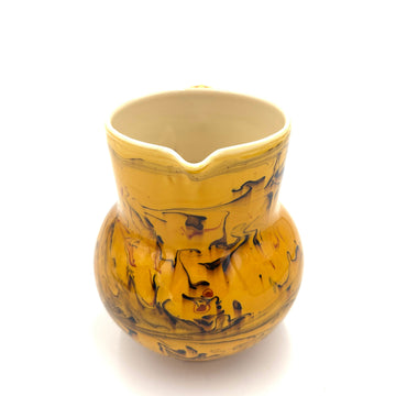 Handmade Italian Pitcher in Yellow and Black Marble Glaze