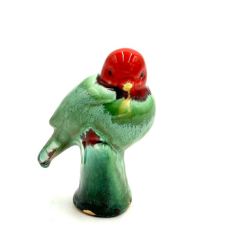 Songbird on Branch, Greens & Red