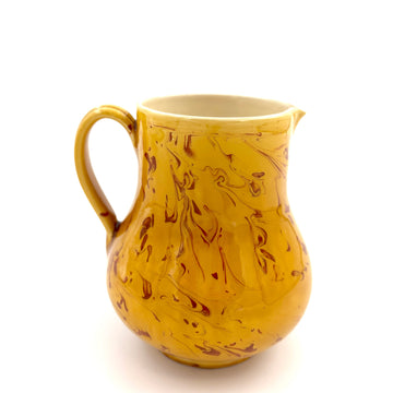 Handmade Italian Pitcher in Yellow and Red Marble Glaze