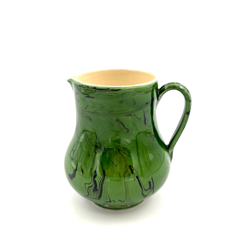 Handmade Italian Pitcher in Green Marble Glaze