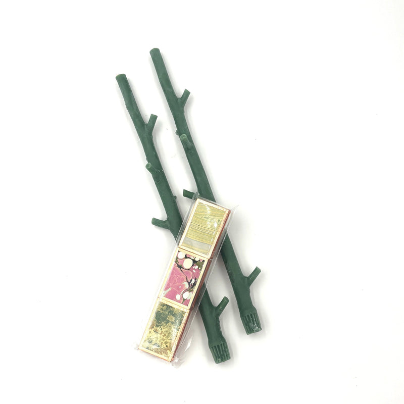 Maple Stick Candles & Marble Matches Gift Set, Forest Green