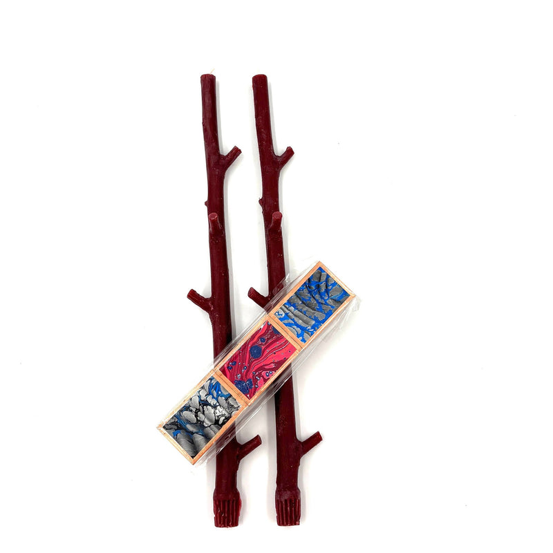 Maple Stick Candle & Marble Matches Gift Set, Dark Cherry