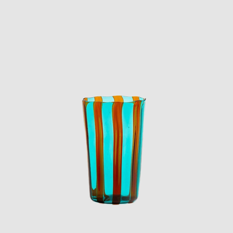 Tall Murano Glass Tumbler, Marine Green & Amber