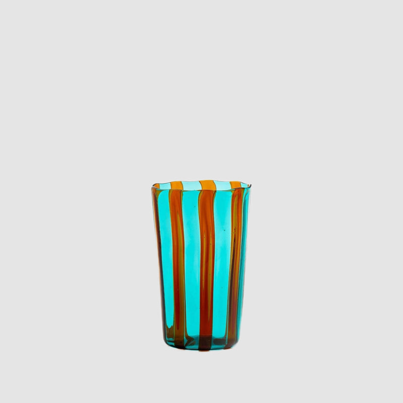 Tall Murano Glass Tumbler, Marine Green & Amber