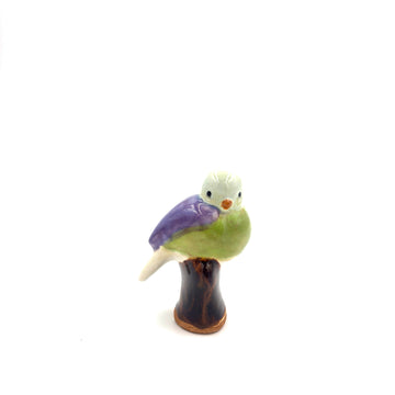 Songbird on Branch, Purple & Green