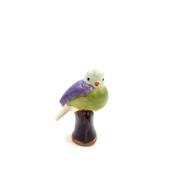 Songbird on Branch, Purple & Green