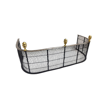 19th Century Steel Wire Nursery Fender with Brass Finials