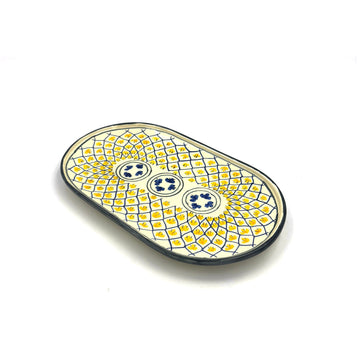 Spanish Earthenware Platter in Blue & Yellow