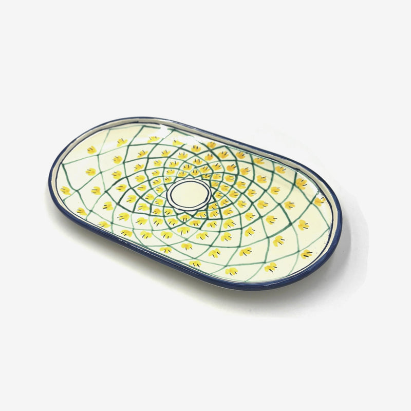 Spanish Earthenware Platter in Blue & Yellow