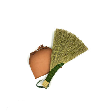 Leather Dustpan with Shaker Broom