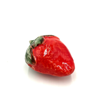 Hand Enameled Ceramic Strawberry, Large