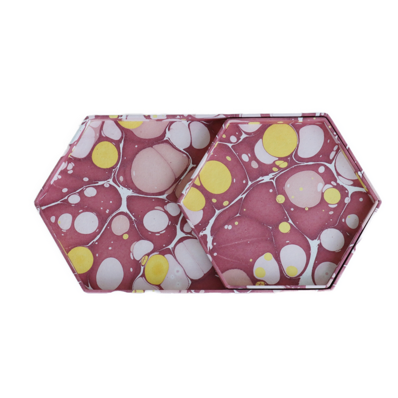 Marbled Hexagonal Tray Set, Pink