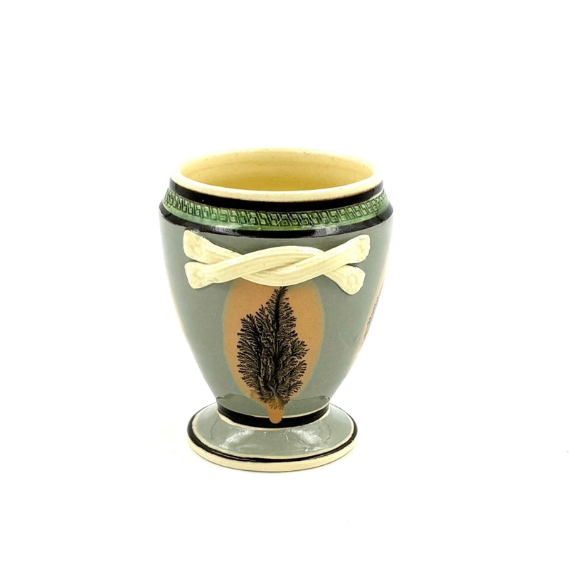 Mochaware Urn Vase, Duck Egg