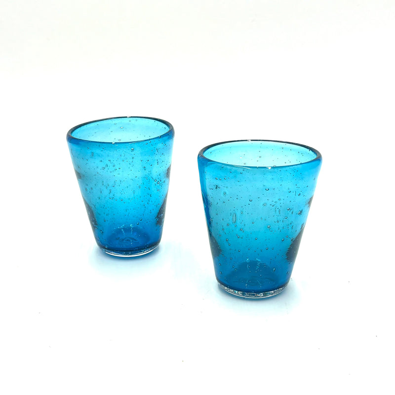 Set of Two Turquoise Bubble Glasses