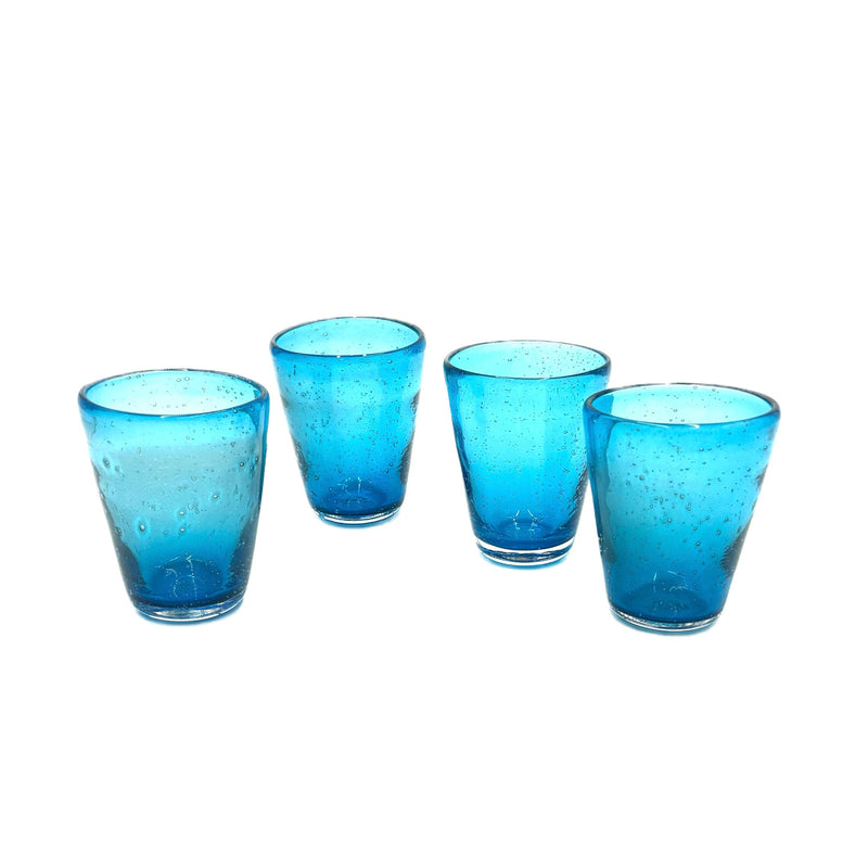 Set of Four Turquoise Bubble Glasses