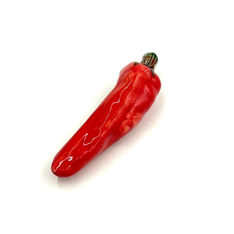 Hand Enameled Ceramic Red Chili Pepper, Medium