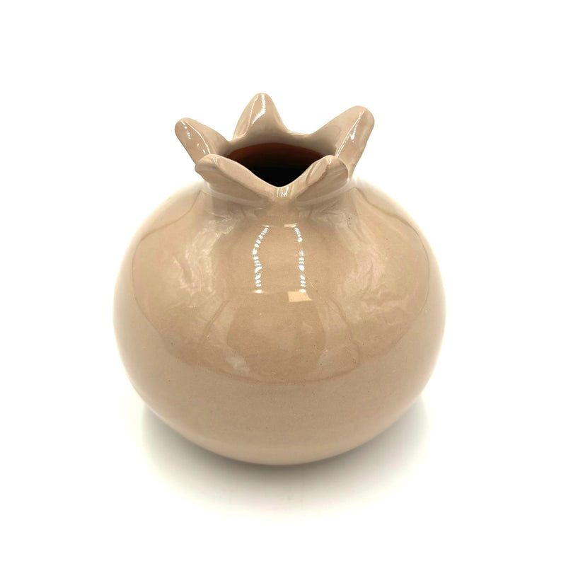 Glazed Terra Cotta Pomegranate, Large Bisque