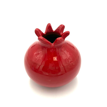 Glazed Terra Cotta Pomegranate, Large Red