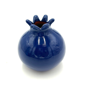 Glazed Terra Cotta Pomegranate, Large Blue