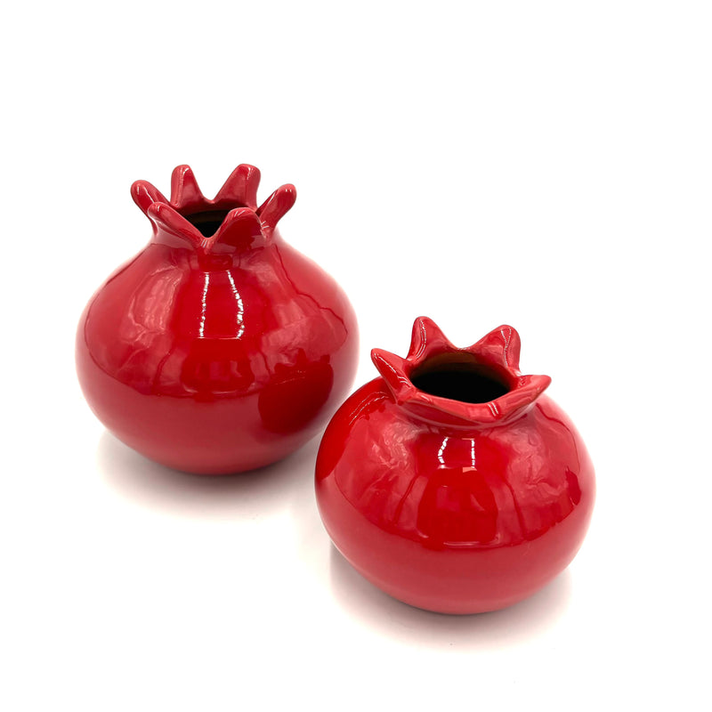 Glazed Terra Cotta Pomegranate, Large Red