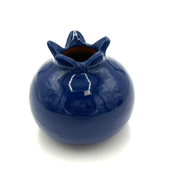 Glazed Terra Cotta Pomegranate, Small Blue