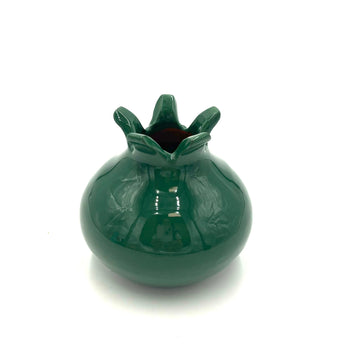 Glazed Terra Cotta Pomegranate, Small Green