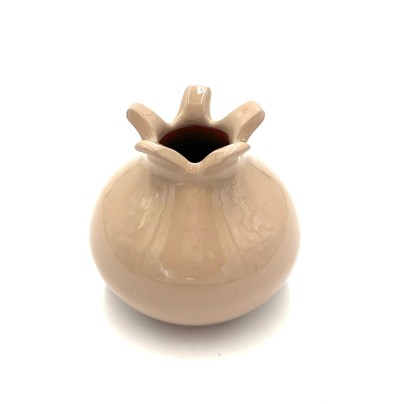 Glazed Terra Cotta Pomegranate, Small Bisque