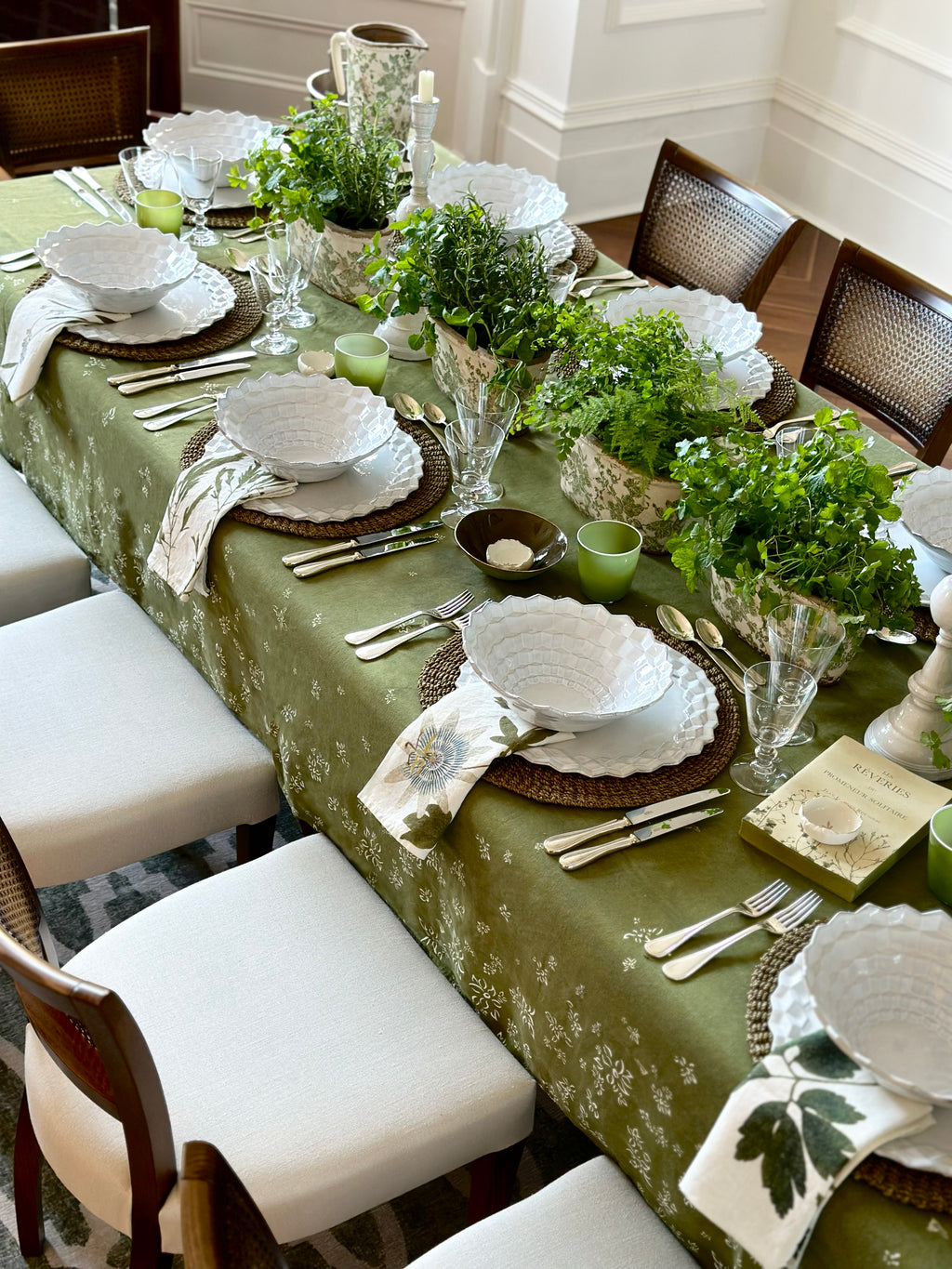 Summerill & Bishop Set of Four Linen Herbarium Tisane Linen Napkins