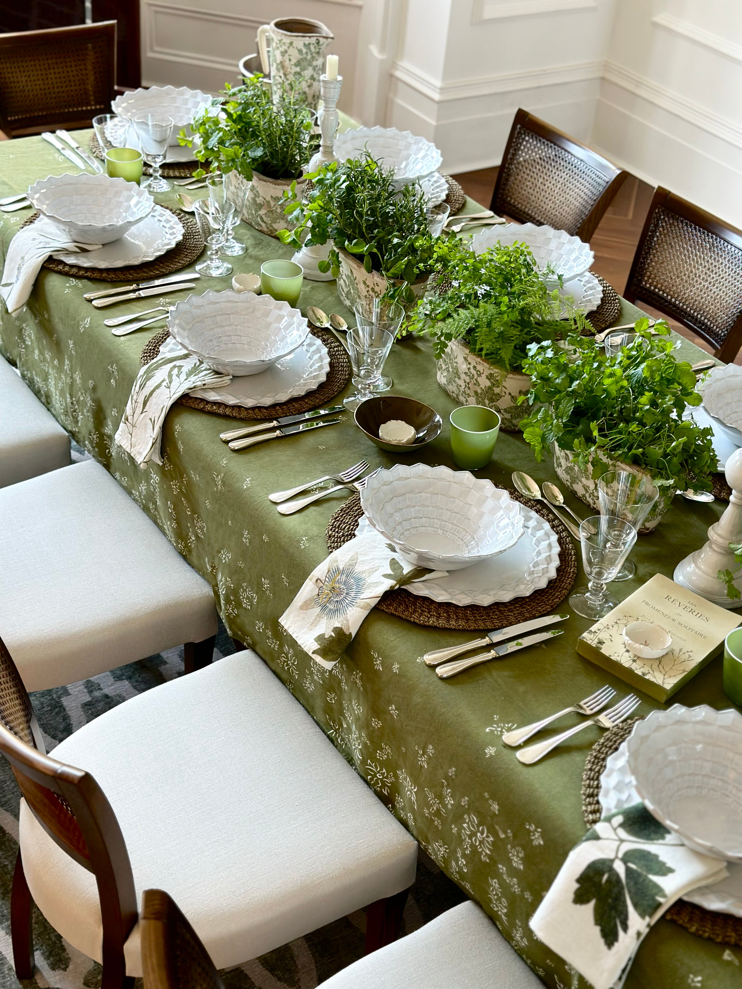 Summerill & Bishop Set of Four Linen Herbarium Tisane Linen Napkins