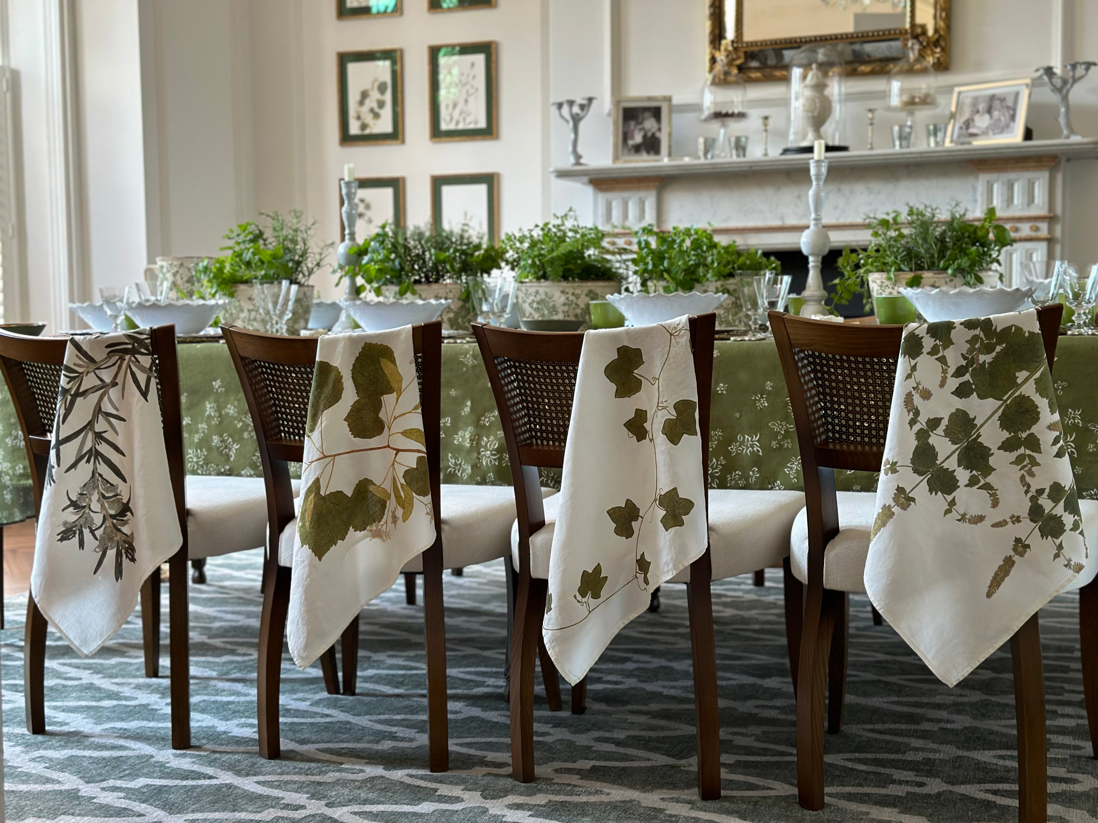 Summerill & Bishop Set of Six Linen Herbarium Gastronomic Linen Napkins