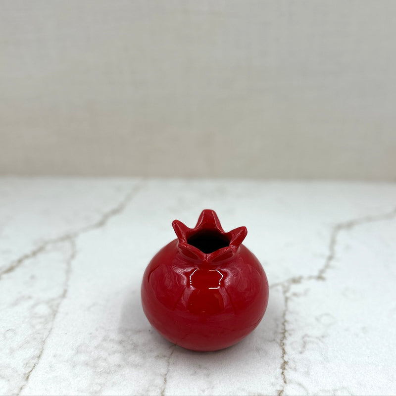 Glazed Terra Cotta Pomegranate, Small Red