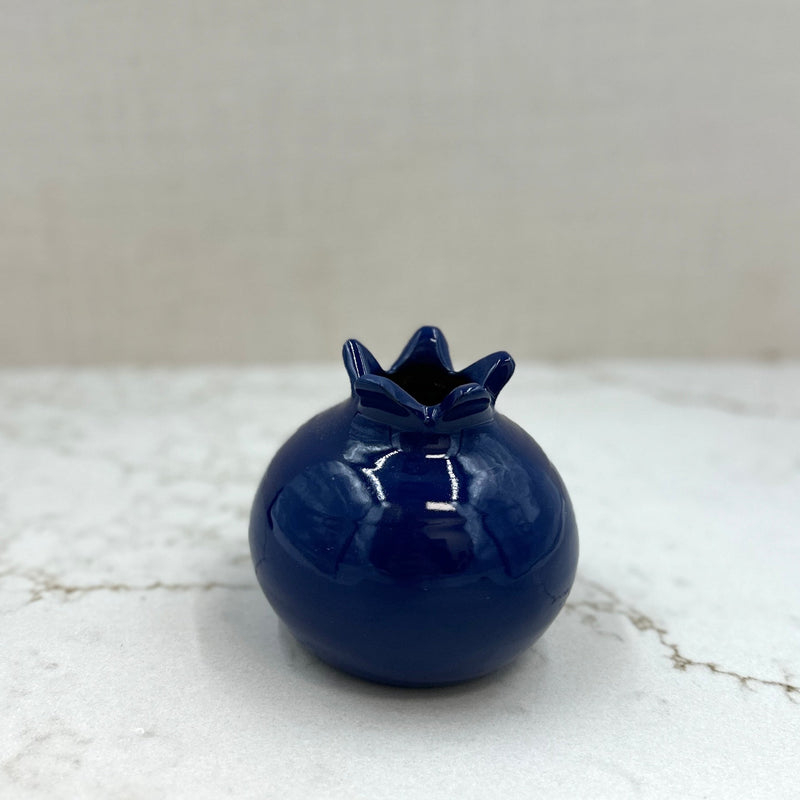 Glazed Terra Cotta Pomegranate, Large Blue