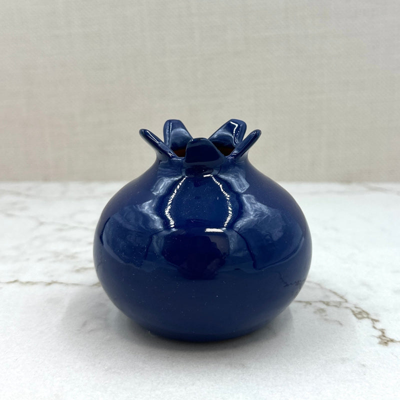 Glazed Terra Cotta Pomegranate, Small Blue