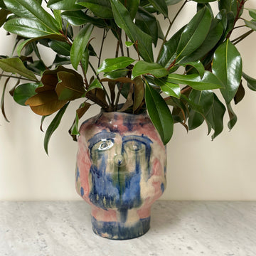 Large Mientje Vase, Blue, Green & Rose