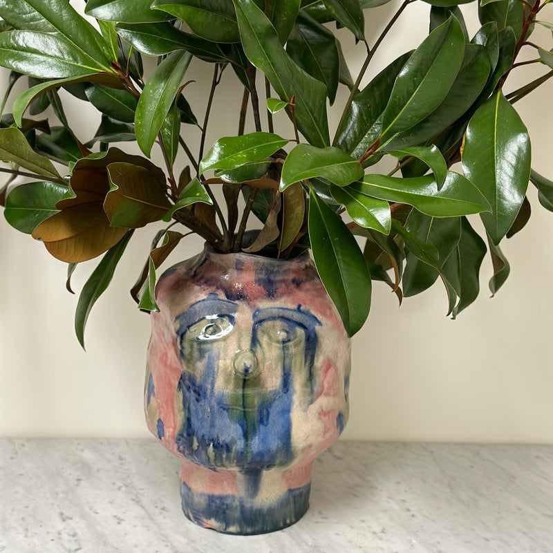 Large Mientje Vase, Blue, Green & Rose