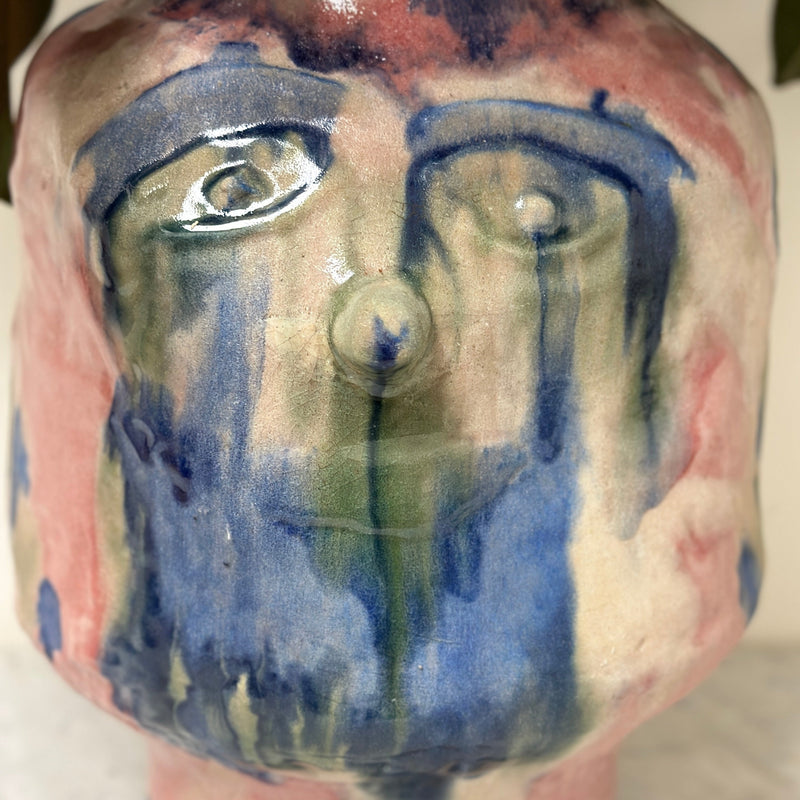 Large Mientje Vase, Blue, Green & Rose