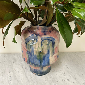 Large Mientje Vase, Blue, Green & Rose