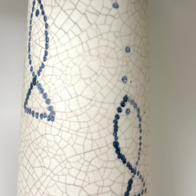 Extraordinarily Tall Vase in Crackle Glaze With Fish Motif