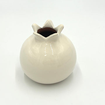 Glazed Terra Cotta Pomegranate, Large White