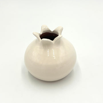 Glazed Terra Cotta Pomegranate, Small White